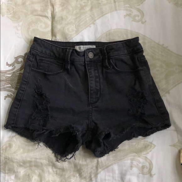 Guess Destroyed Black Highwaisted shorts - Picture 1 of 3